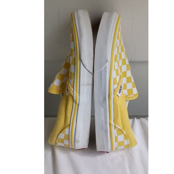 Vans slip on sneakers yellow/white check kids Classic Skater Shoe size 1 EUC - Picture 9 of 10